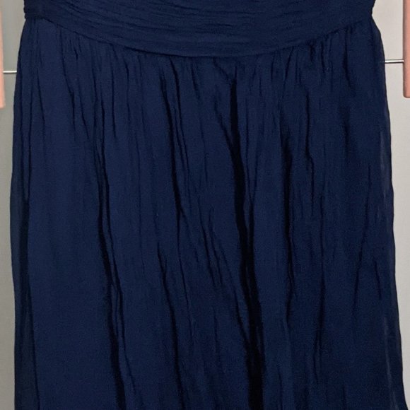 Navy blue layered chiffon strapless dress - Picture 3 of 3